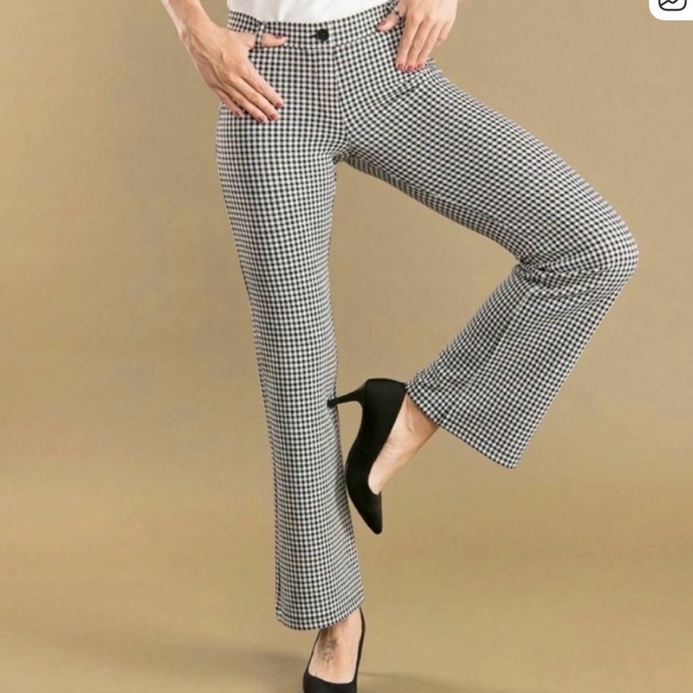 Betabrand Bootcut Yoga Pants Gingham Small Work Career Stretch